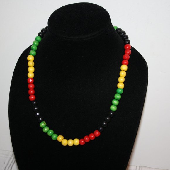 Beautiful Rastafarian Wooden beaded necklace 21" - Picture 5 of 6